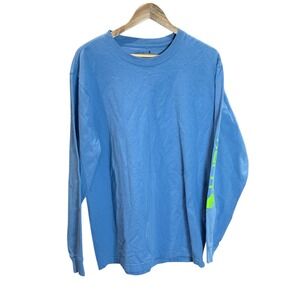 Carhartt Mens Long Sleeve T Shirt Blue Graphic Logo Loose Fit M